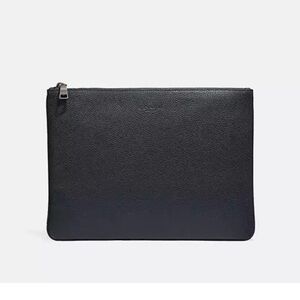 Coach Large Multifunctional Leather Pouch w/ zipper in Black- Unisex